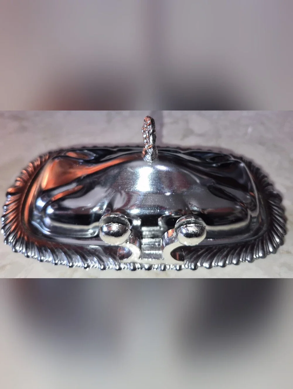 Vintage mid-Century silver-plated covered butter dish, Made By Shelton-Ware